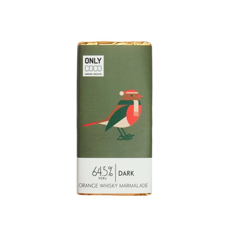 Only Coco Chocolates - Orange Whisky Marmalade, 64.5% Peruvian Dark Chocolate 100g