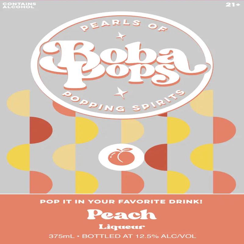 Boba Pops Peach Liqueur Pearls of Popping Spirits 375mL