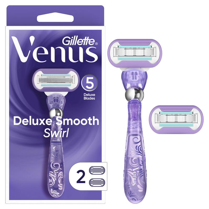Venus Deluxe Smooth Swirl Women\'s Razor Handle with 2 Blade Refills